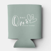 Rafraîchisseur Pour Canette Sage Green Nos coeurs Mariage / Anniversaire (Dos)