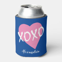 Saint-Valentin Coeur rose embrasse Hugs XOXO Bleu