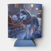 Rafraîchisseur Pour Canette Saison de Noël Sibérienne Husky (Devant)