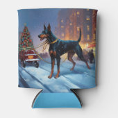 Rafraîchisseur Pour Canette Saison Festive de Noël Doberman (Devant)