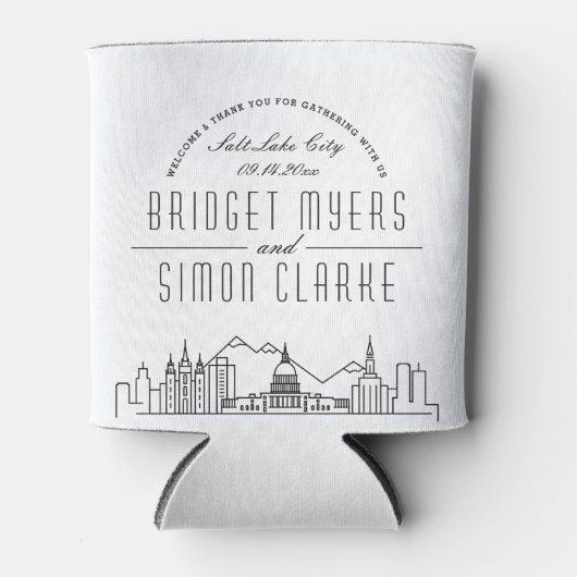 Rafraîchisseur Pour Canette Salt Lake City Stylisé | Mariage peut refroidir (Devant)