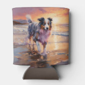 Rafraîchisseur Pour Canette Sandy Australian Shepherd Dog on Beach Sunset (Dos)