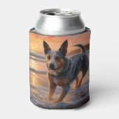 Rafraîchisseur Pour Canette Sandy Paws Australian Cattle Dog on Beach Sunset (Can devant)