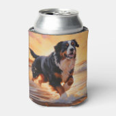 Rafraîchisseur Pour Canette Sandy Paws Bernese Mountain Dog on Beach Sunset (Can devant)