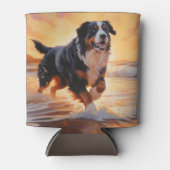 Rafraîchisseur Pour Canette Sandy Paws Bernese Mountain Dog on Beach Sunset (Devant)