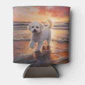 Rafraîchisseur Pour Canette Sandy Paws Bichon Frise Dog sur Beach Sunset (Devant)