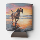 Rafraîchisseur Pour Canette Sandy Paws Bloodhound Dog on Beach Sunset (Dos)
