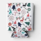 Rafraîchisseur Pour Canette Santa Claus Reindeer Pine Trees Mittens Motif (Devant)