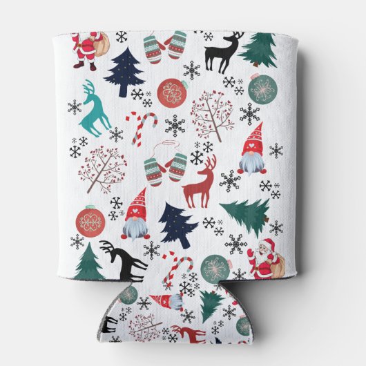 Rafraîchisseur Pour Canette Santa Claus Reindeer Pine Trees Mittens Motif (Dos)