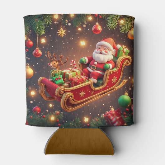 Rafraîchisseur Pour Canette Santa Claus Riding Sleigh avec un renne (Dos)