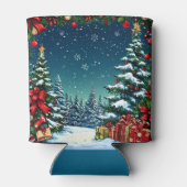 Rafraîchisseur Pour Canette Scène de Noël festive avec des arbres neigeux (Dos)