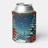 Rafraîchisseur Pour Canette Scène de Noël festive avec des arbres neigeux (Can Dos)
