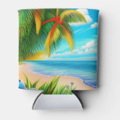 Rafraîchisseur Pour Canette Scène Tropical Beach Palm Tree (Devant)