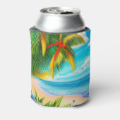 Rafraîchisseur Pour Canette Scène Tropical Beach Palm Tree (Can Dos)