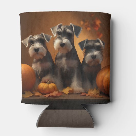 Rafraîchisseur Pour Canette Schnauzer Chiot Automne Citrouille de plaisir (Dos)