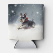 Rafraîchisseur Pour Canette Schnauzer miniature neige de Noël hiver (Devant)