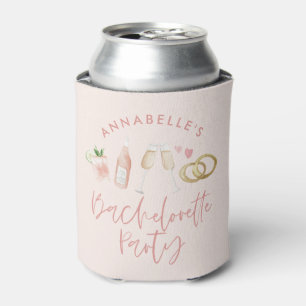 Rafraîchisseur Pour Canette Script de cocktail moderne rose girly bachelorette