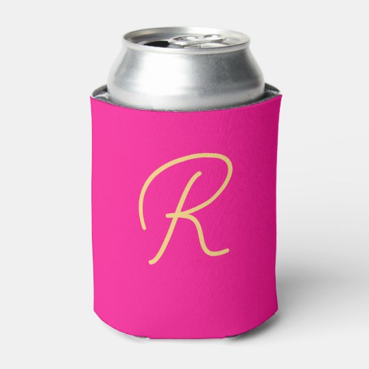 Rafraîchisseur Pour Canette Script de monogramme rose chaud (Can devant)