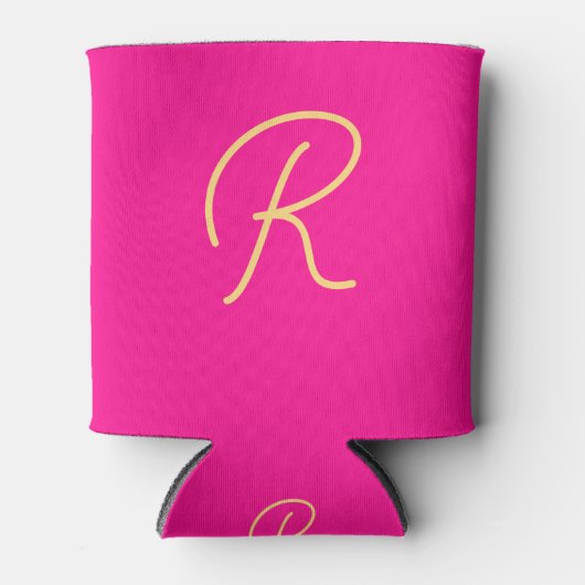 Rafraîchisseur Pour Canette Script de monogramme rose chaud (Devant)