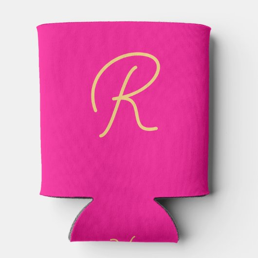 Rafraîchisseur Pour Canette Script de monogramme rose chaud (Dos)