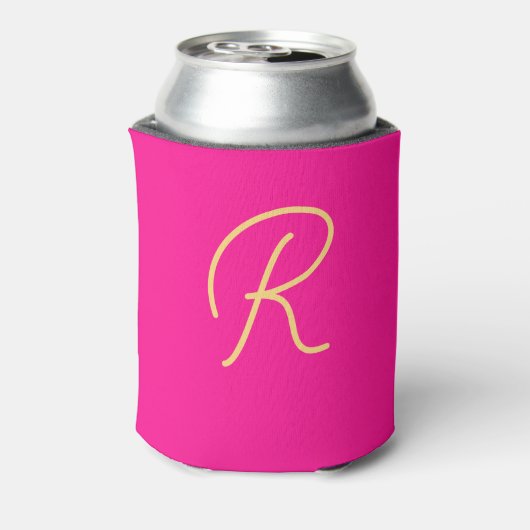 Rafraîchisseur Pour Canette Script de monogramme rose chaud (Can Dos)