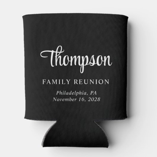 Rafraîchisseur Pour Canette Script élégant Famille Reunion Noir (Dos)