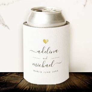 Rafraîchisseur Pour Canette Script élégant moderne minimal Gold Wedding Favor