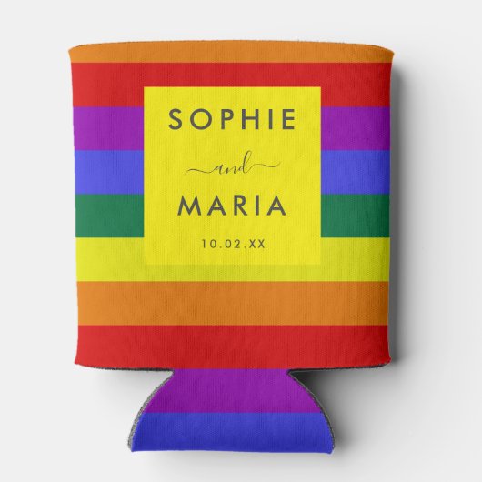 Rafraîchisseur Pour Canette Script Mariage moderne Simple Pride LGBTQ (Dos)