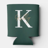 Rafraîchisseur Pour Canette Script moderne Emerald Green Monogram (Dos)