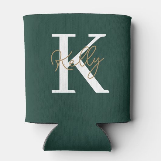 Rafraîchisseur Pour Canette Script moderne Emerald Green Monogram (Dos)