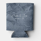 Rafraîchisseur Pour Canette Sea Shell Bleu foncé bleu moderne Plage côtière (Devant)