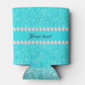 Rafraîchisseur Pour Canette Séquences et diamants turquoise personnalisés (Dos)