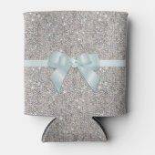 Rafraîchisseur Pour Canette Séquins, Bow & Ribbon d'argent stylés (Devant)