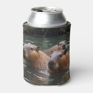 Rafraîchisseur Pour Canette "Sérénité de la rivière : Capybaras nage dans le f