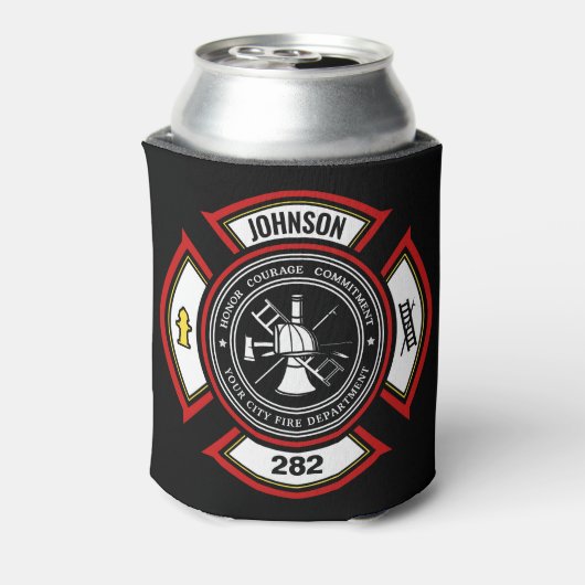 Rafraîchisseur Pour Canette Service d'incendie AJOUTER LE NOM Pompier Insigne (Can Dos)