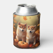 Rafraîchisseur Pour Canette Shiba Inu Chiot Automne Citrouille de plaisir (Can devant)