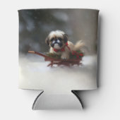 Rafraîchisseur Pour Canette Shih Tzu hiver neige de Noël (Devant)
