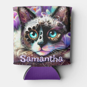 Rafraîchisseur Pour Canette Siamese White Kitty Chat Crocus Floral Personnalis