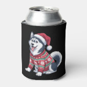 Rafraîchisseur Pour Canette Siberian Husky Dog Ugly Sweater Santa Hat Xmas (Can devant)