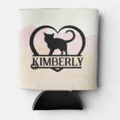 Rafraîchisseur Pour Canette Silhouette de chat Monogramme cœur divisé (Devant)