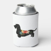 Rafraîchisseur Pour Canette Silhouette florale à poils durs Dachshund (Can devant)