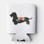 Rafraîchisseur Pour Canette Silhouette florale à poils durs Dachshund (Dos)