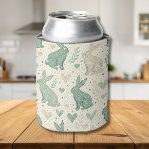 Rafraîchisseur Pour Canette Silhouettes de lapin simples vintage à motif de cœ