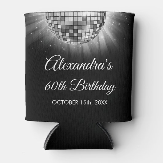 Rafraîchisseur Pour Canette Silver 60th Birthday Party 70's Disco Ball (Devant)