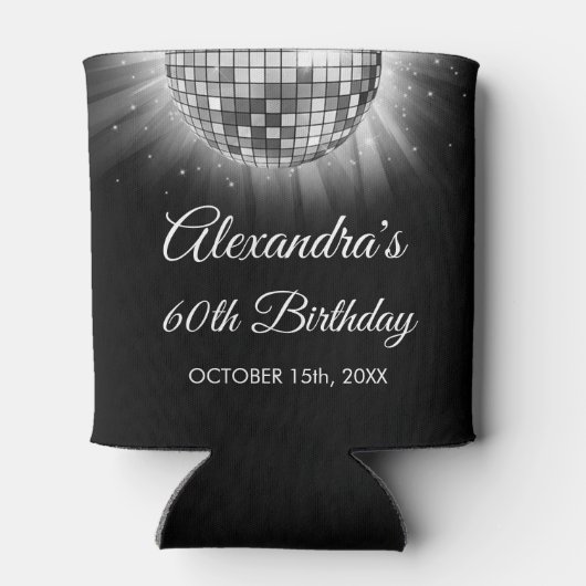 Rafraîchisseur Pour Canette Silver 60th Birthday Party 70's Disco Ball (Dos)