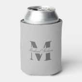 Rafraîchisseur Pour Canette Silver Mist | Custom Monogram Wedding Groomsmen  (Can devant)