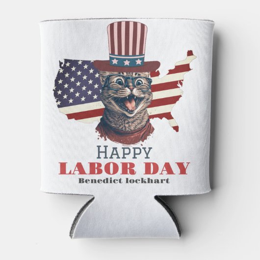 Rafraîchisseur Pour Canette Simple Elegant Labor Day avec le drapeau américain (Devant)