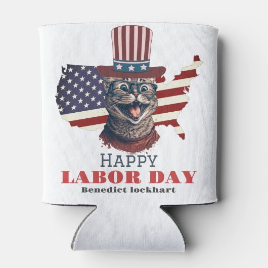 Rafraîchisseur Pour Canette Simple Elegant Labor Day avec le drapeau américain (Dos)