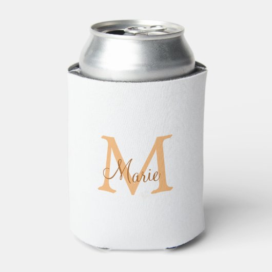 Rafraîchisseur Pour Canette simple minimal ajouter nom monogramme orange marro (Can devant)