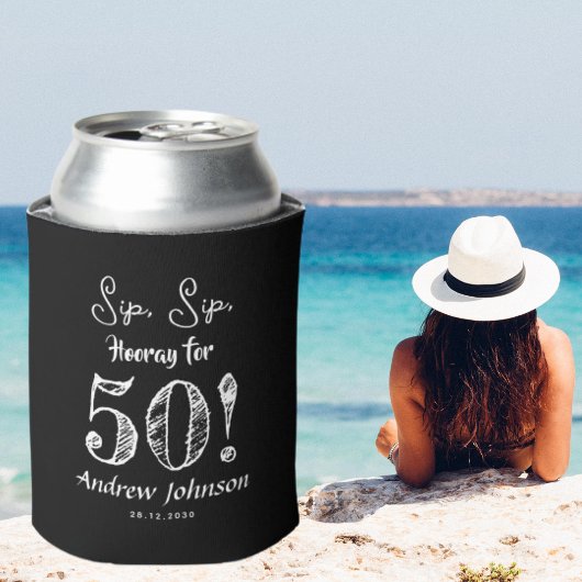 Rafraîchisseur Pour Canette Sip Sip Hooray 50 Joyeux anniversaire Funny Celebr